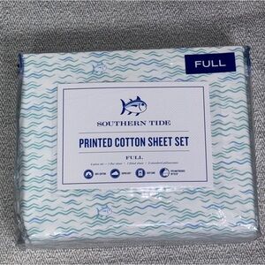 Southern Tide NEW Waves & Skips Full size Aqua blue & green Sheet Set